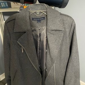 Gray wool Moto jacket.